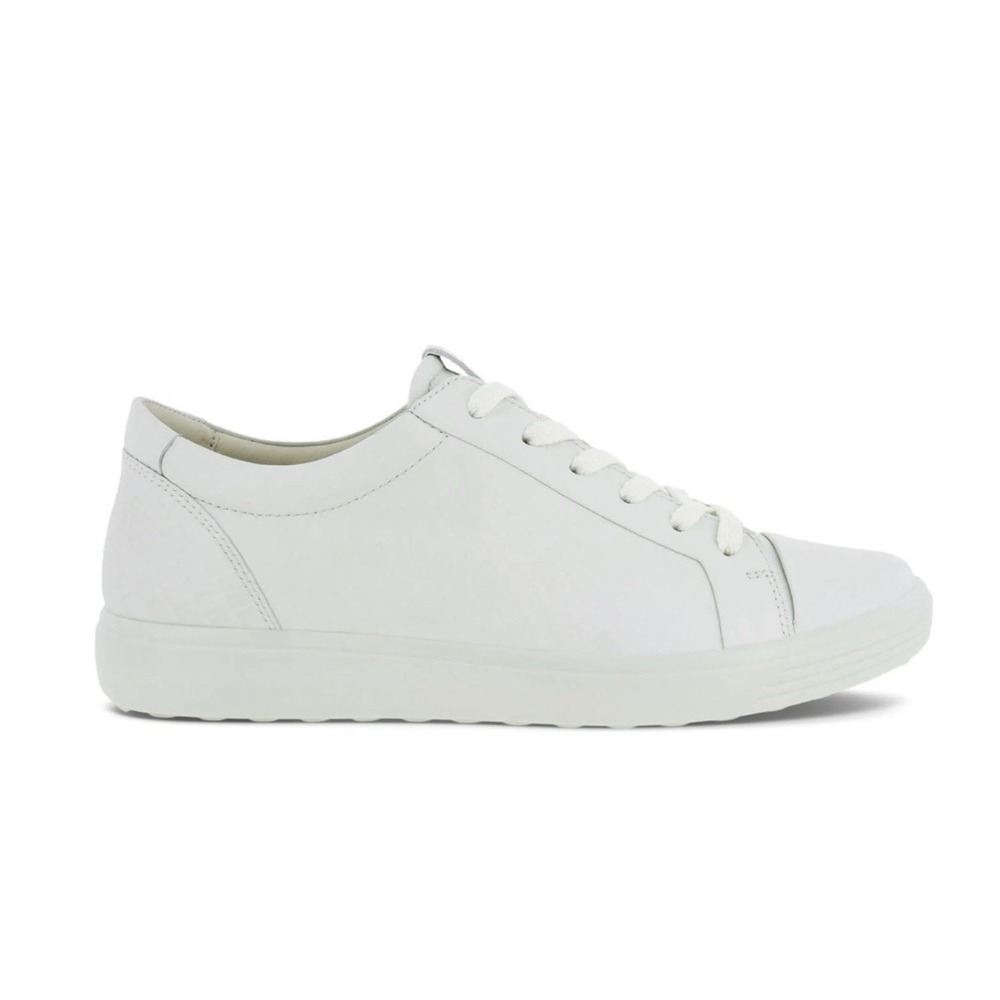 ECCO Women's Soft 7 Mono 2.0 Sneaker Leather 470303 Soft White Sz 36/ 5-5.5